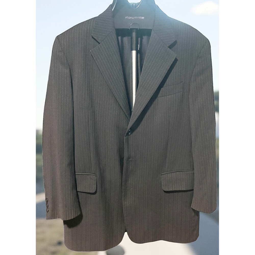 Giancarlo Lamberti Merino Wool Suit Jacket Blazer Men Black Pinstripe Italy Sz ?